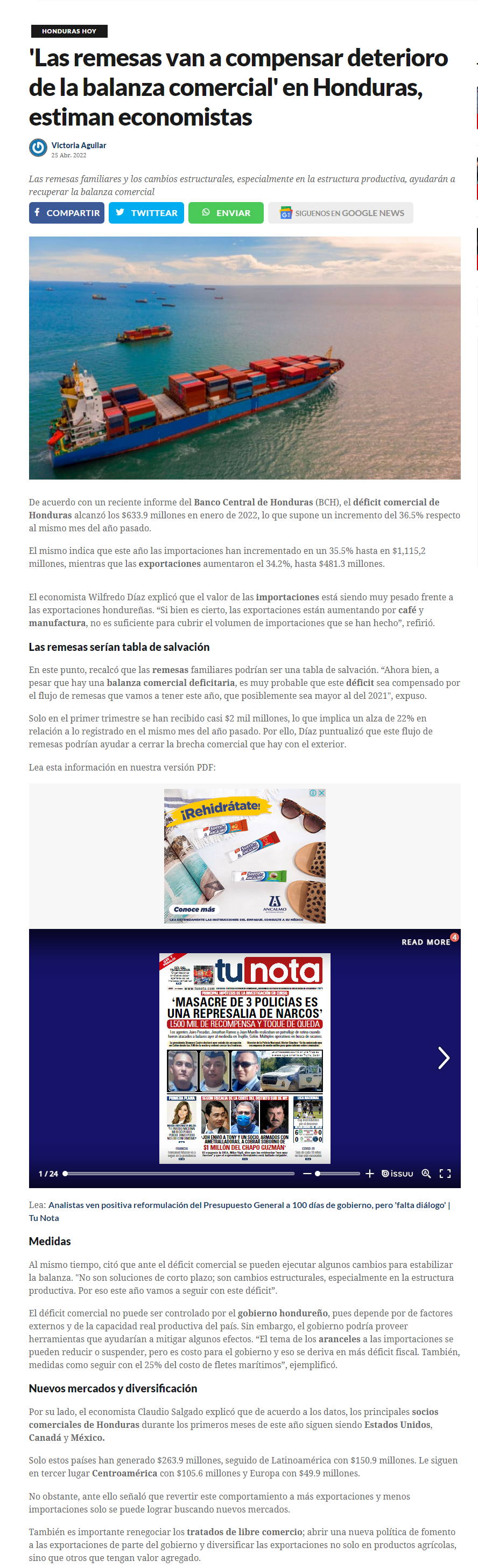 SEPROC - 'LAS REMESAS VAN A COMPENSAR DETERIORO DE LA BALANZA COMERCIAL ...