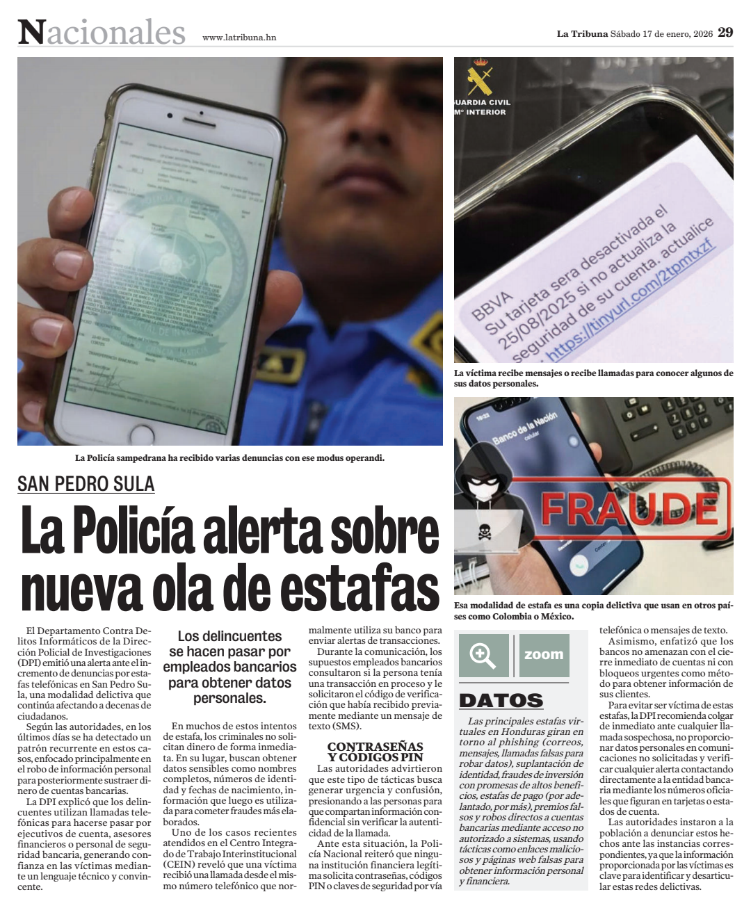 PAG 29. LA POLICÍA ALERTA SOBRE NUEVA OLA DE ESTAFAS